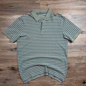 Vintage 90s green earth toned striped‎ eddie bauer polo